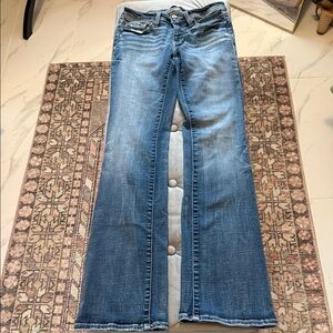 Buckle Black Women’s Blue Bootcut Jeans - Classic Mid Wash, low rise